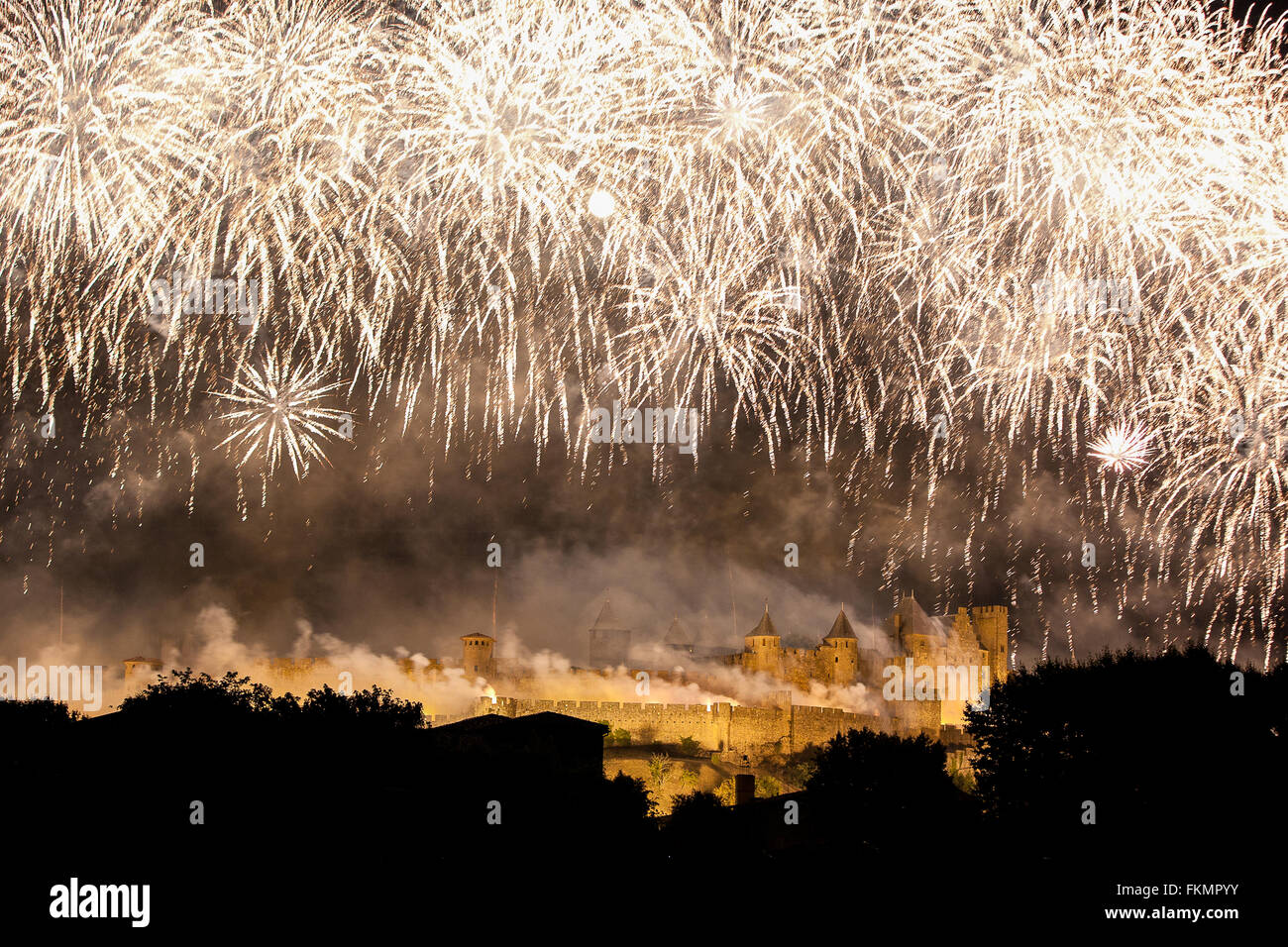 Carcassonne,fireworks,Cite,Castle,Canal Du Midi,canal,Aude,South,France