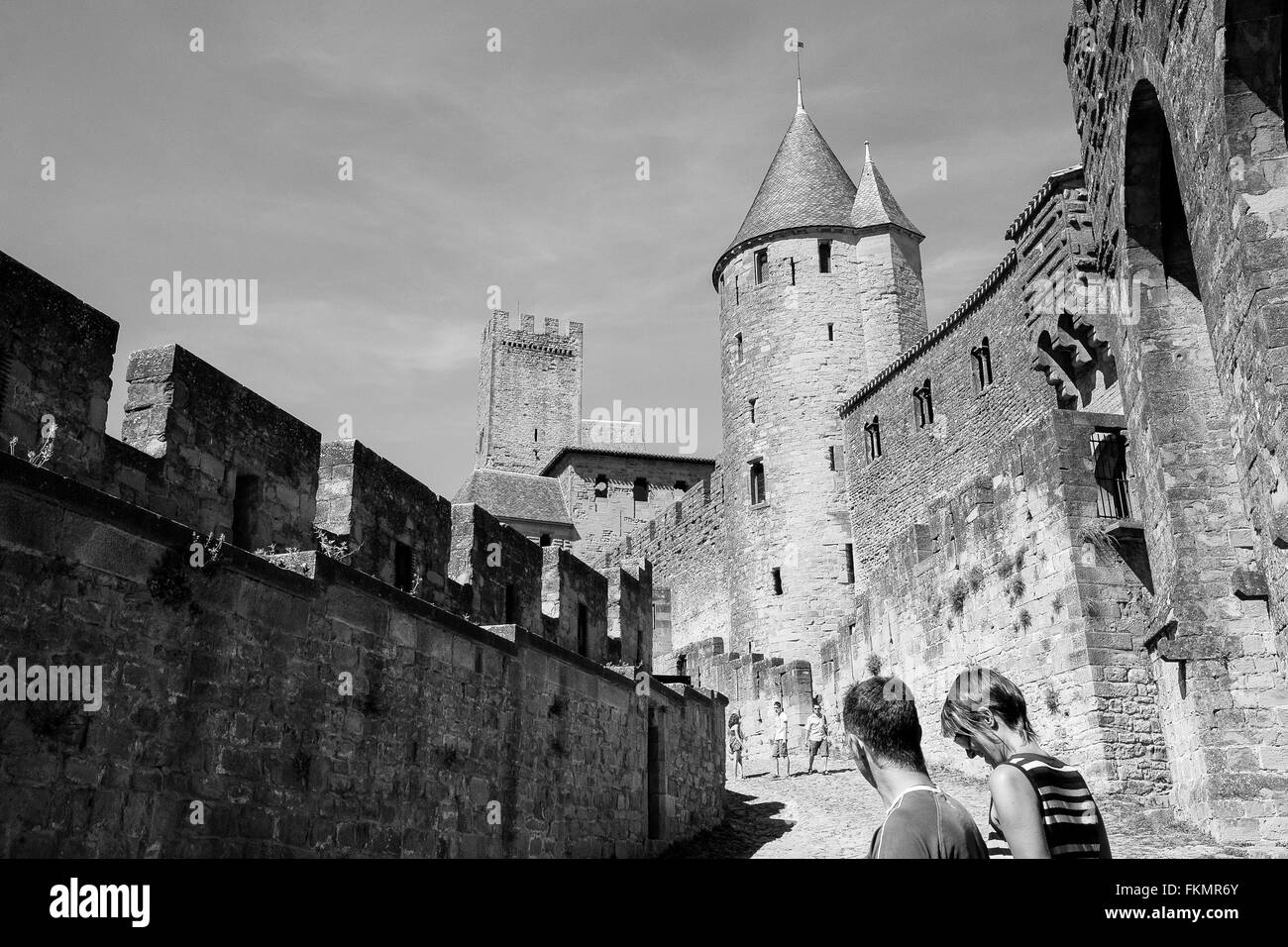 Medieval fortress carcassonne Black and White Stock Photos & Images - Alamy