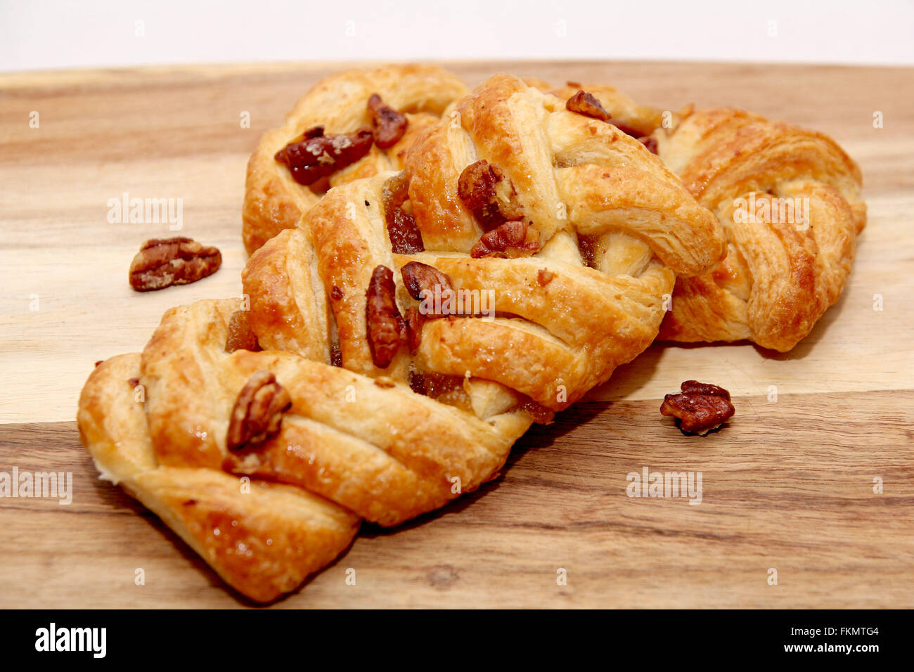 Apple and Pecan plait danish pastry Stock Photo