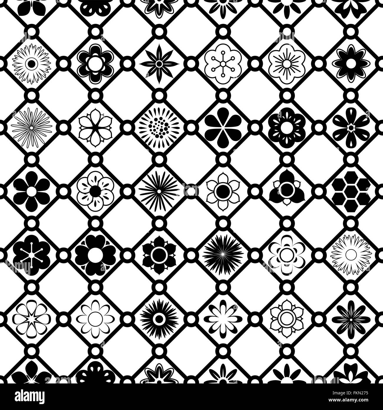 Black and White Vector Flower Pattern Stock Vector Image & Art Alamy