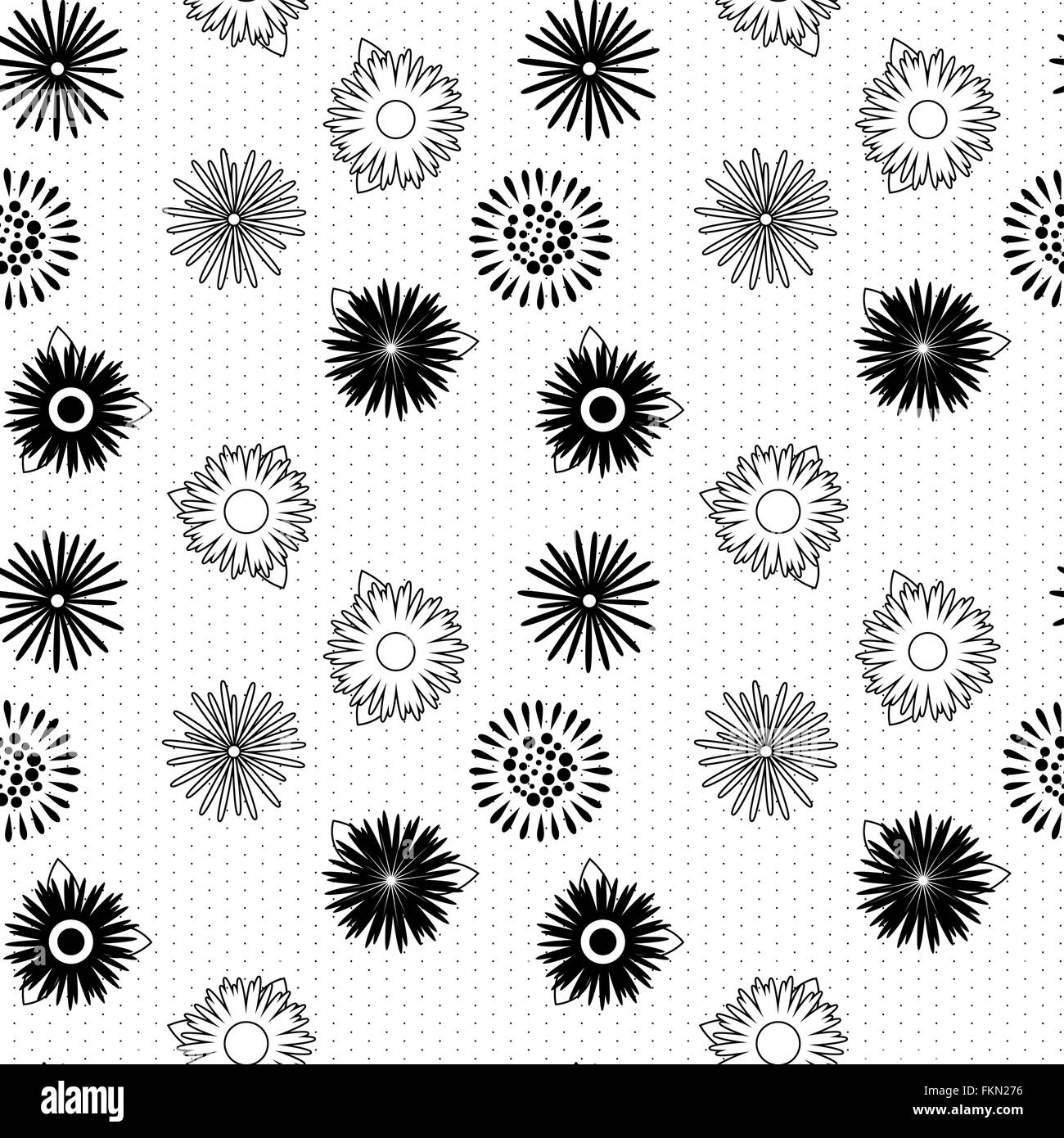 Black and White Vector Flower Pattern Stock Vector Image & Art Alamy