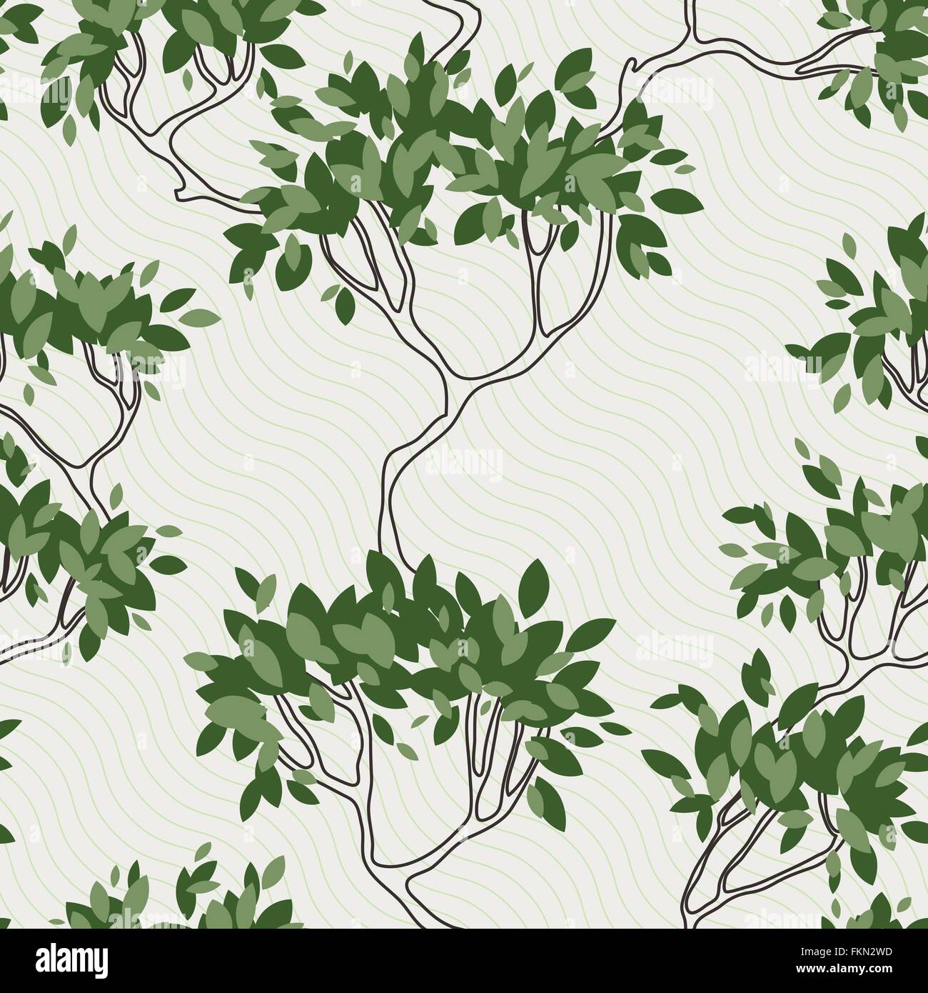 Vector seamless pattern of tree branches with leaves Stock Vector Image & Art Alamy