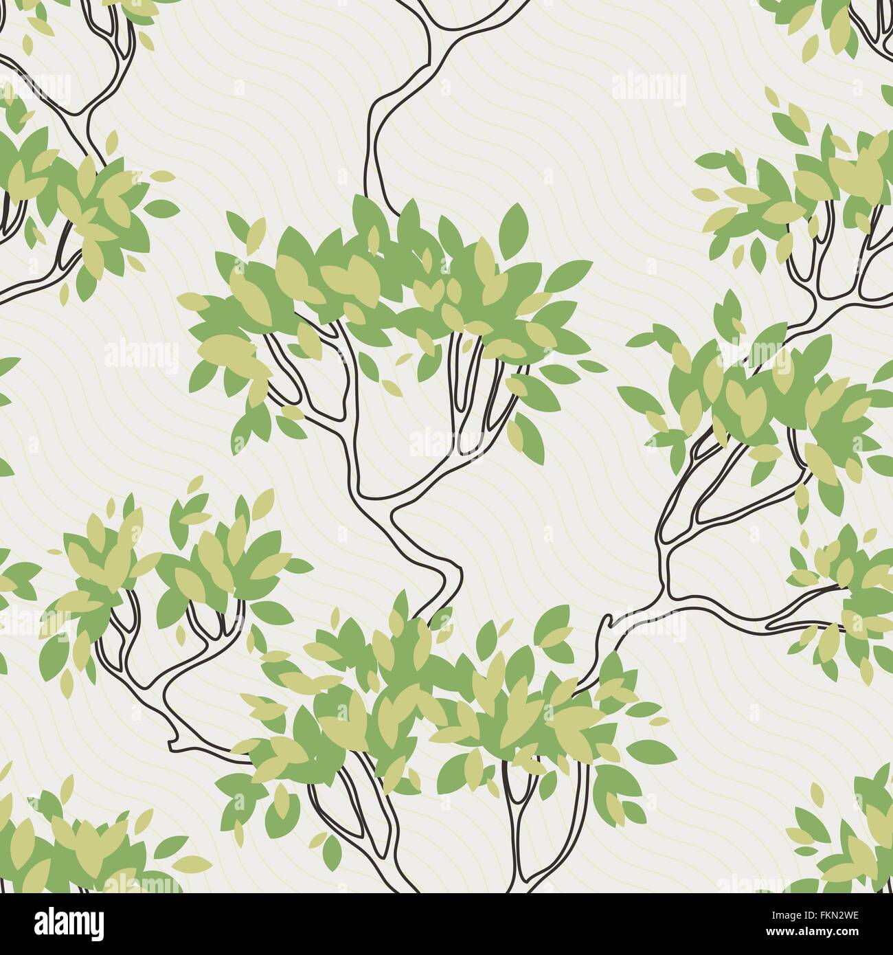 Vector seamless pattern of tree branches with leaves Stock Vector Image & Art Alamy