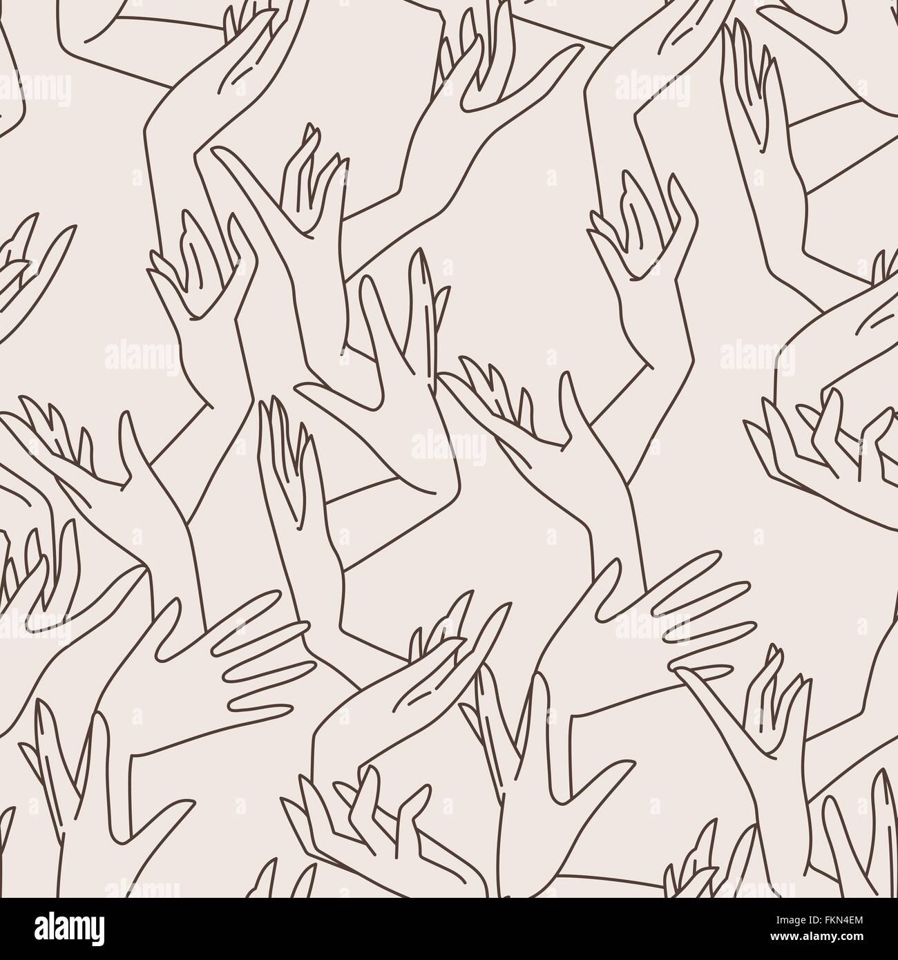 Vector seamless pattern of graceful female hands intertwined Stock ...