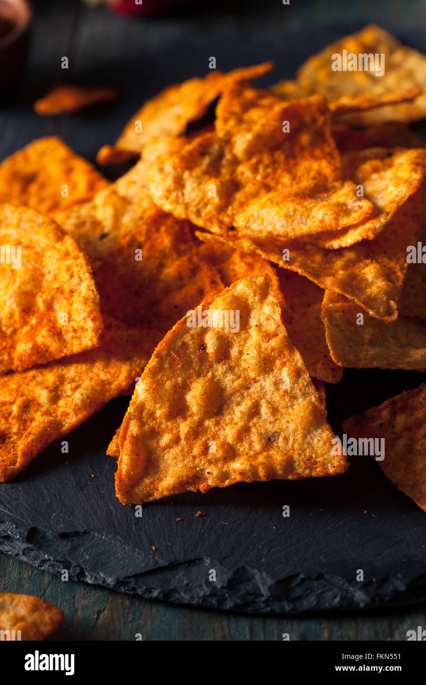 Homemade Chili Lime Tortilla Chips with Salsa Stock Photo Alamy