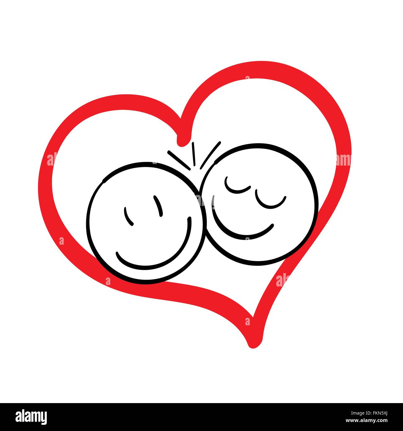 Doodle couple over a red heart Stock Vector Image & Art - Alamy