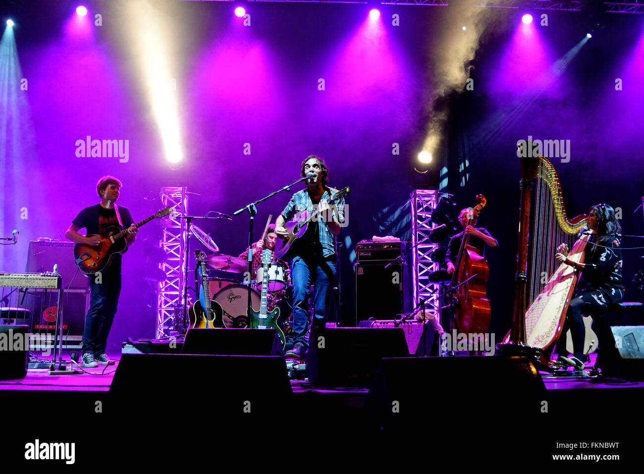 BILBAO, SPAIN - OCT 31: The Barr Brothers (band) live performance at Bime Festival on October 31, 2014 in Bilbao, Spain. Stock Photo