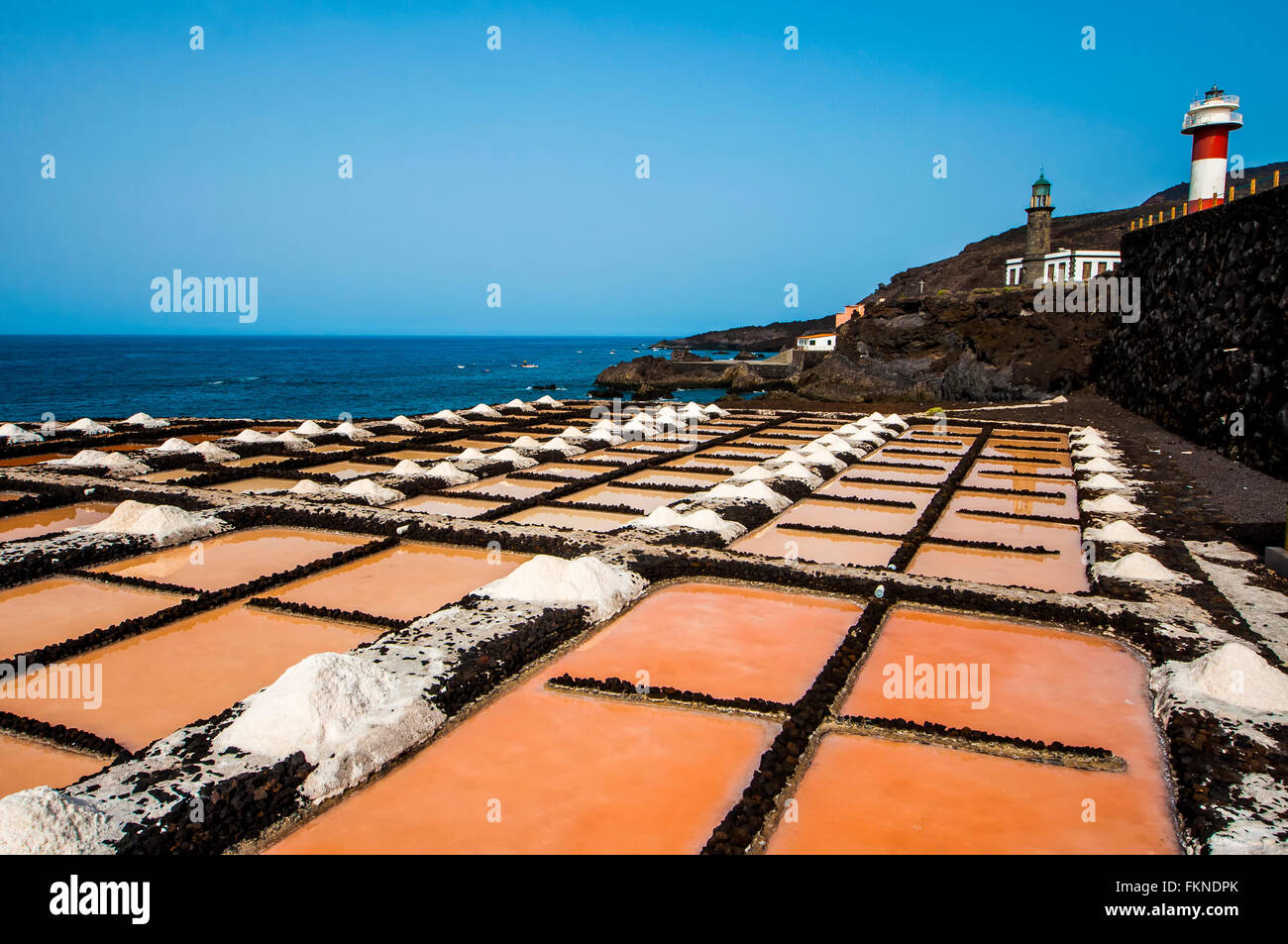 Salinas de fuencaliente sea on the island of Gran Canaria Palm Stock Photo