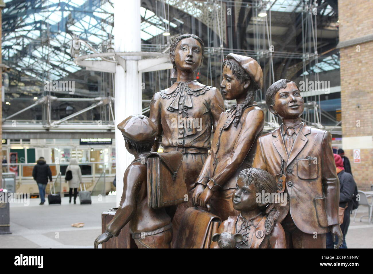 The Kindertransport statue, Liverpool Street station, London Stock Photo
