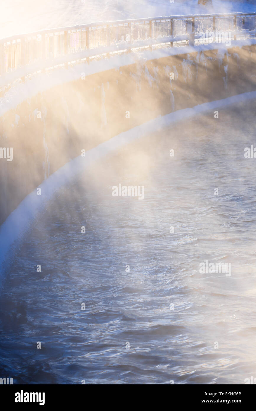 Water vapor illuminated by sunlight Stock Photo