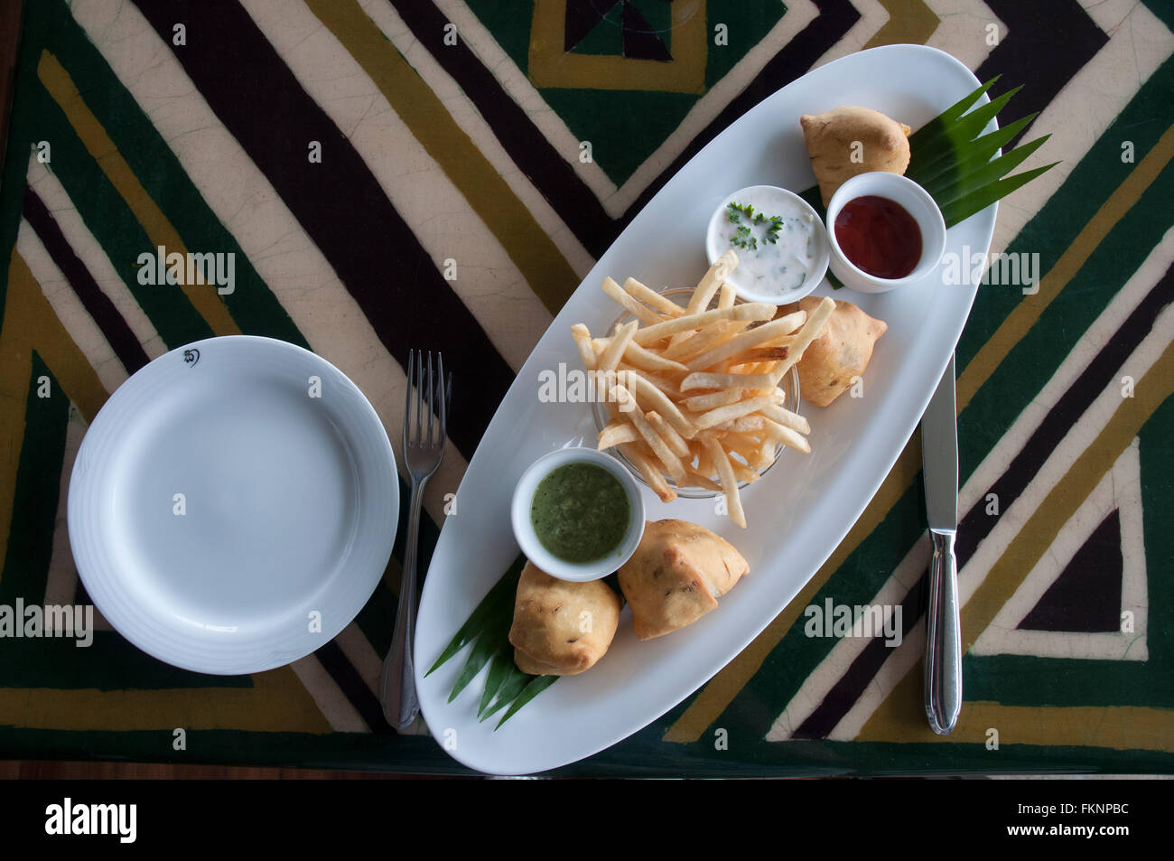 Light lunch served at the Heritance Kandalama Hotel, Sri Lanka Stock Photo