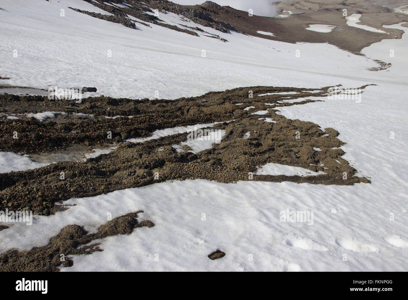 Mini Lahar (mudflow) on Puyehue volcano, Chile Stock Photo