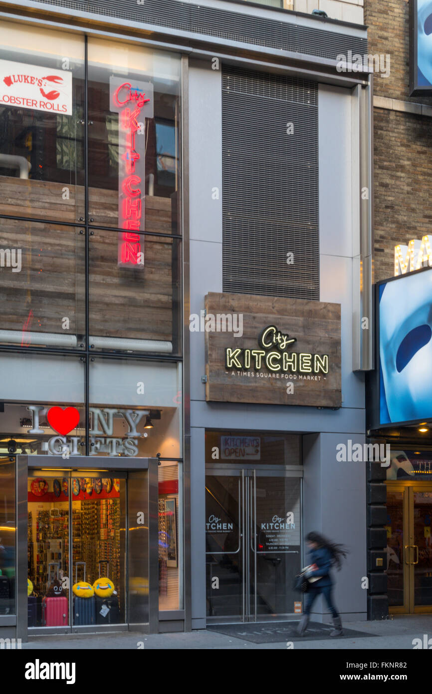 Street Entrance City Kitchen Food Market Times Square Nyc Stock