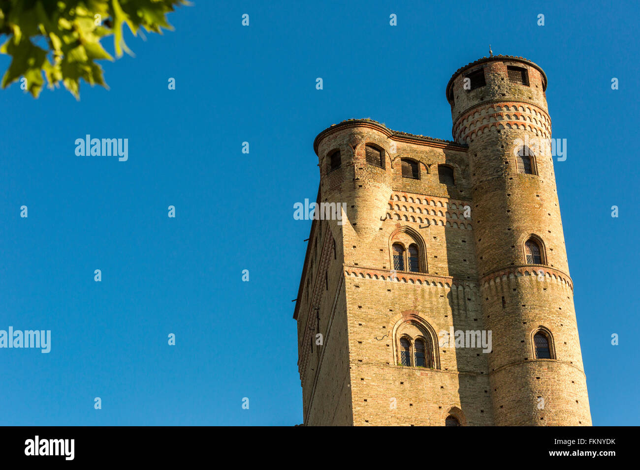 The castle of Serralunga d'Alba, little village of the langhe along the wine route Piedmont, Nordwest Italy Stock Photo