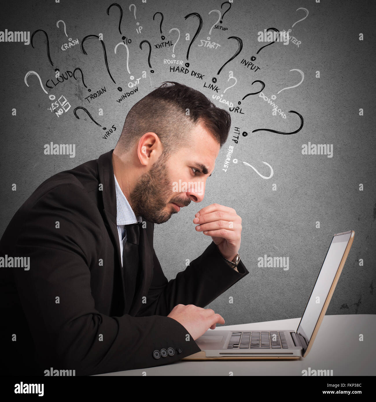 Confused man and computer hi-res stock photography and images - Alamy