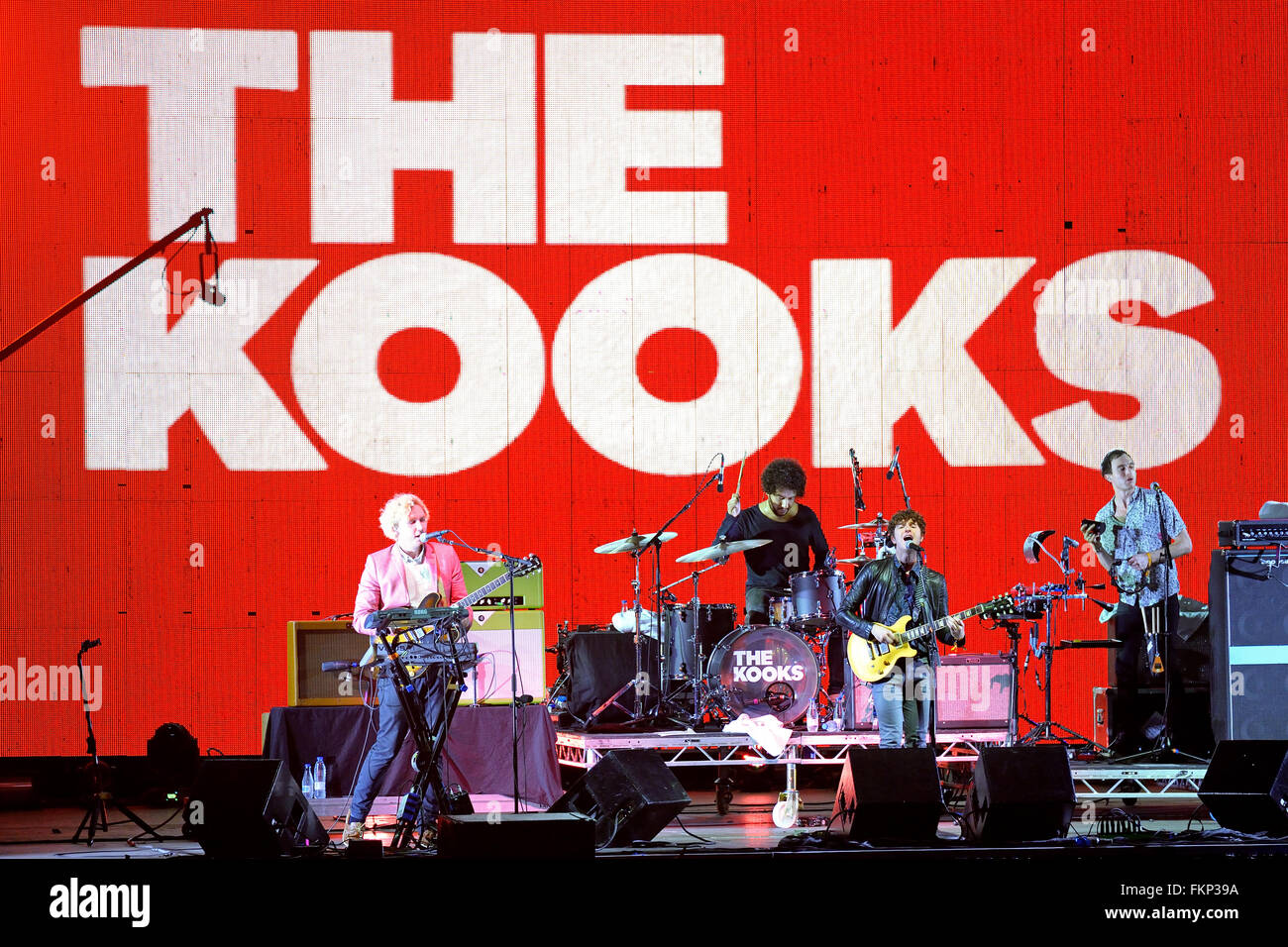 BILBAO, SPAIN - NOV 01: The Kooks (band) live music show at Bime Festival on November 01, 2014 in Bilbao, Spain. Stock Photo