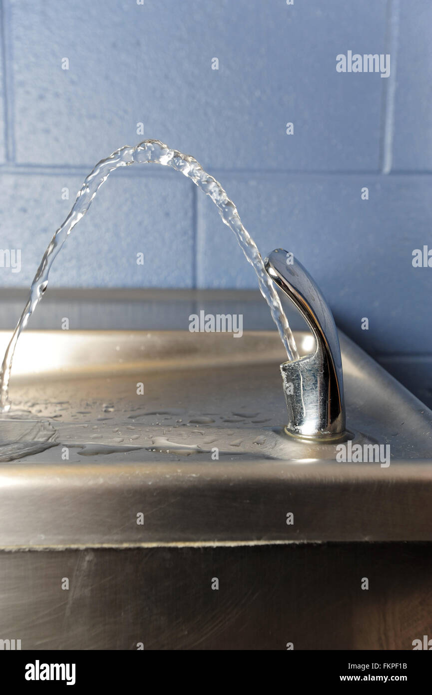Water Drinking Fountain In A Public School In Maryland Usa Stock