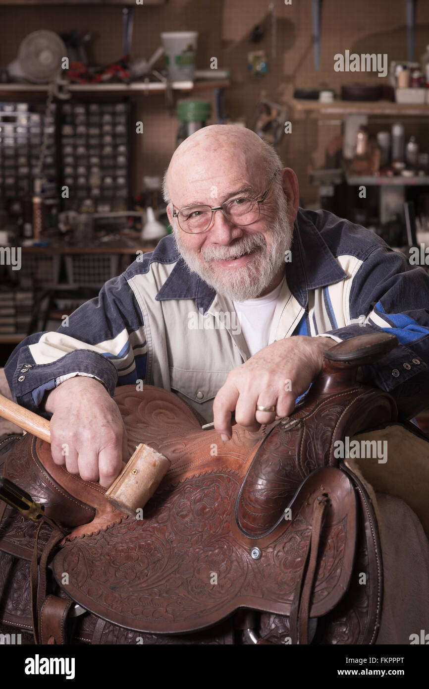 Old man in leather hi-res stock photography and images - Alamy