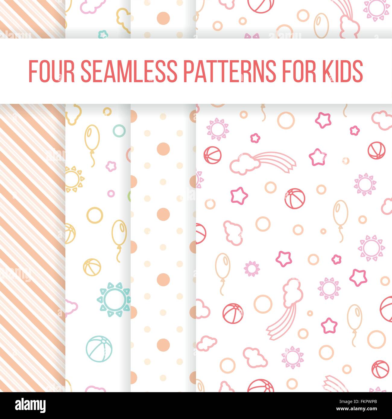 Girl Pattern Vector Set of vector seamless patterns for little girl Stock Vector Image ...