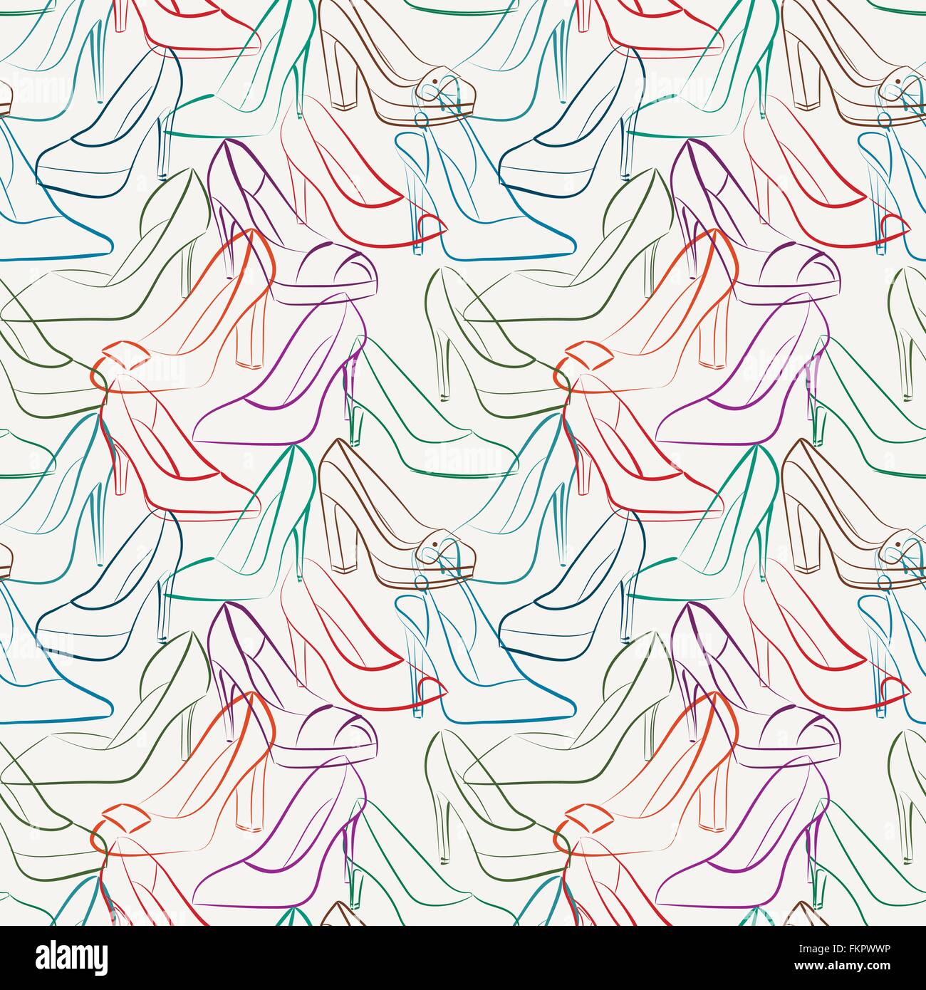 Vector seamless pattern of various women's shoes Stock Vector Image ...
