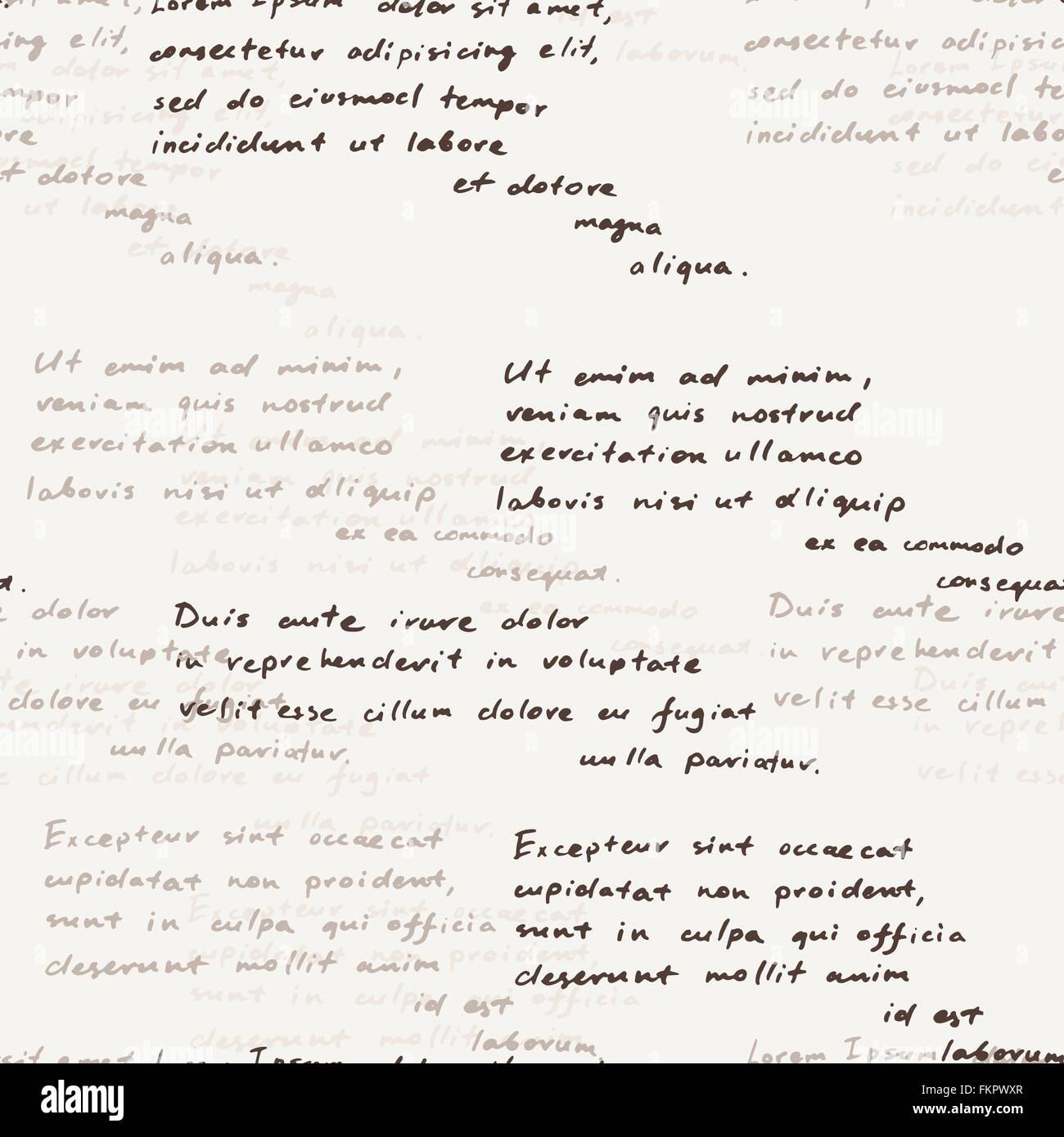 Vector seamless pattern with a hand-written Latin text on the old dirty ...