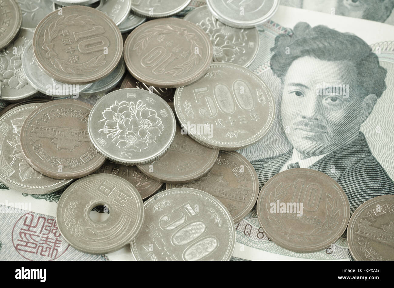 Japanese yen notes. Currency of Japan Stock Photo