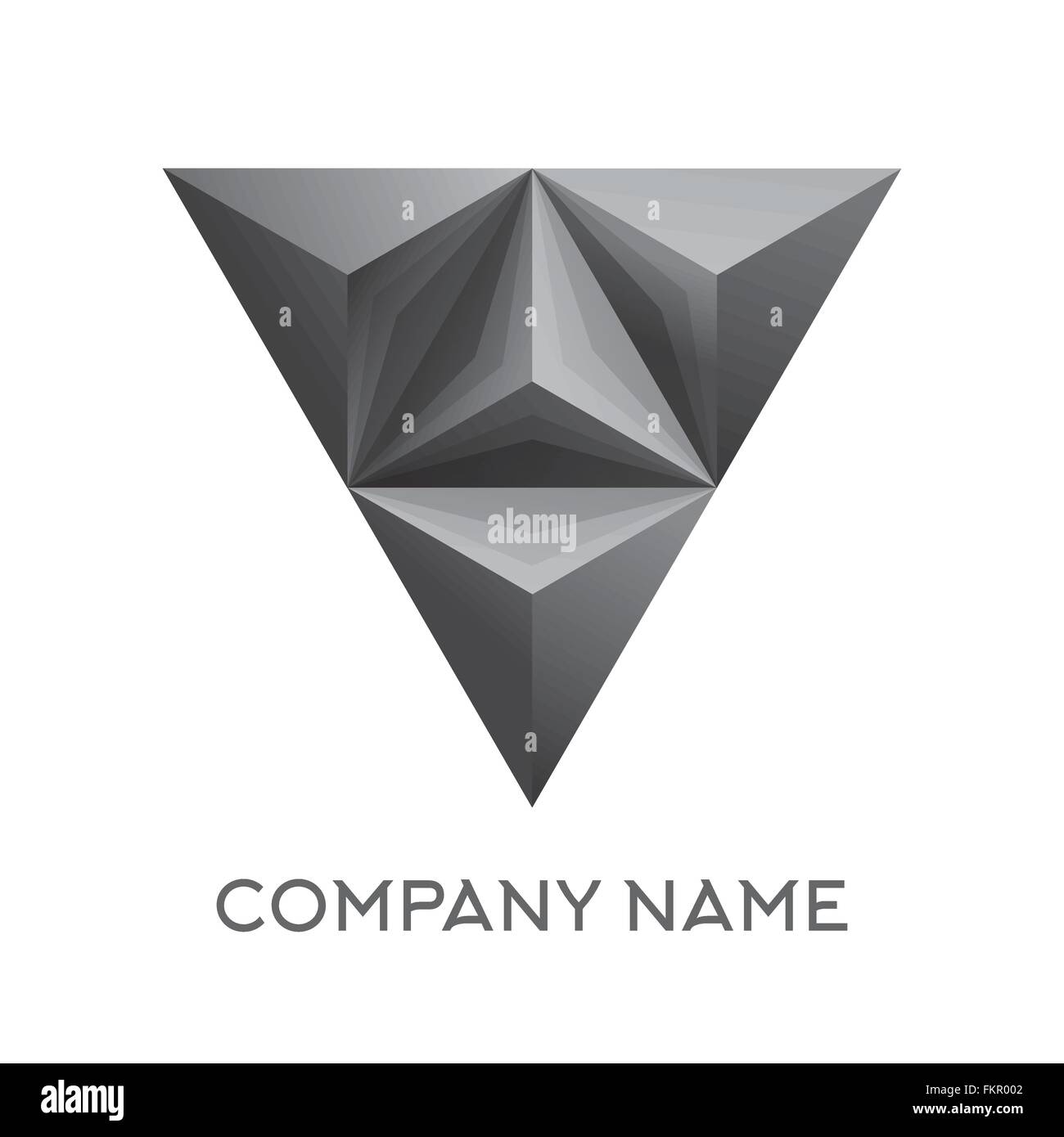 Abstract company logo with 3d triangle figure. vector illustration. Isolated on white background Stock Vector