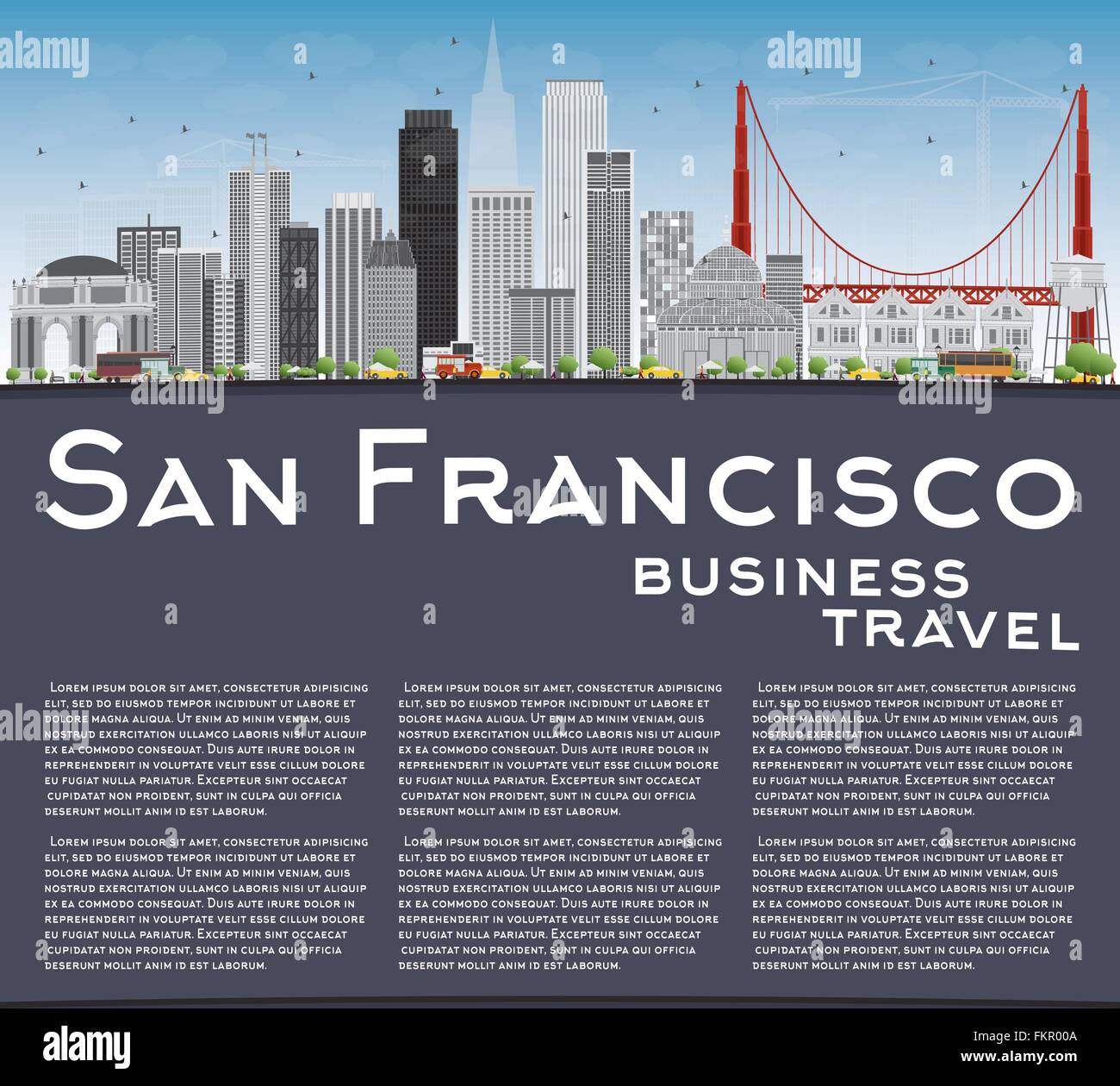 San Francisco Skyline with Gray Buildings and Blue Sky. Vector Illustration. Business Travel and Tourism Concept with Copy Space Stock Vector