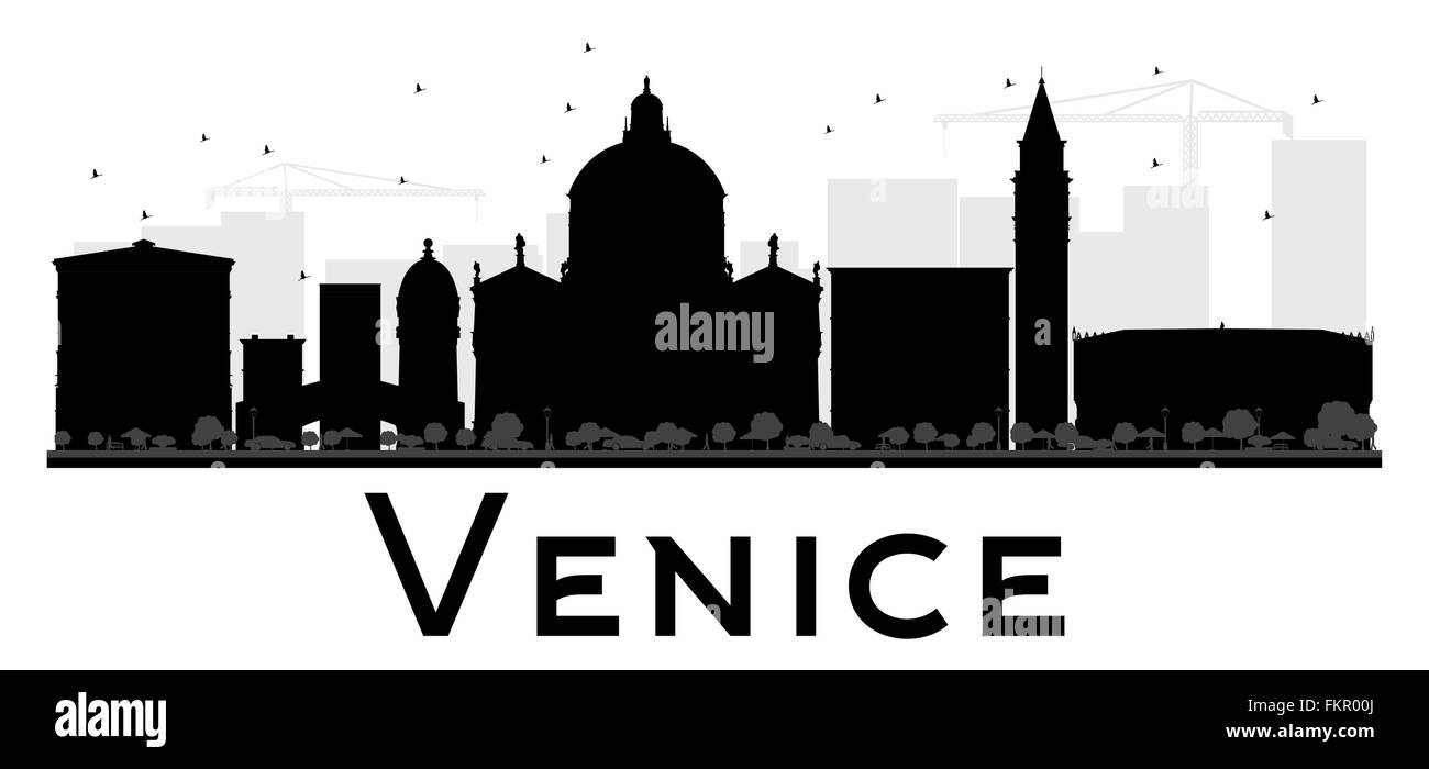 Venice City skyline black and white silhouette. Vector illustration. Simple  flat concept for tourism presentation, banner Stock Vector Image & Art -  Alamy