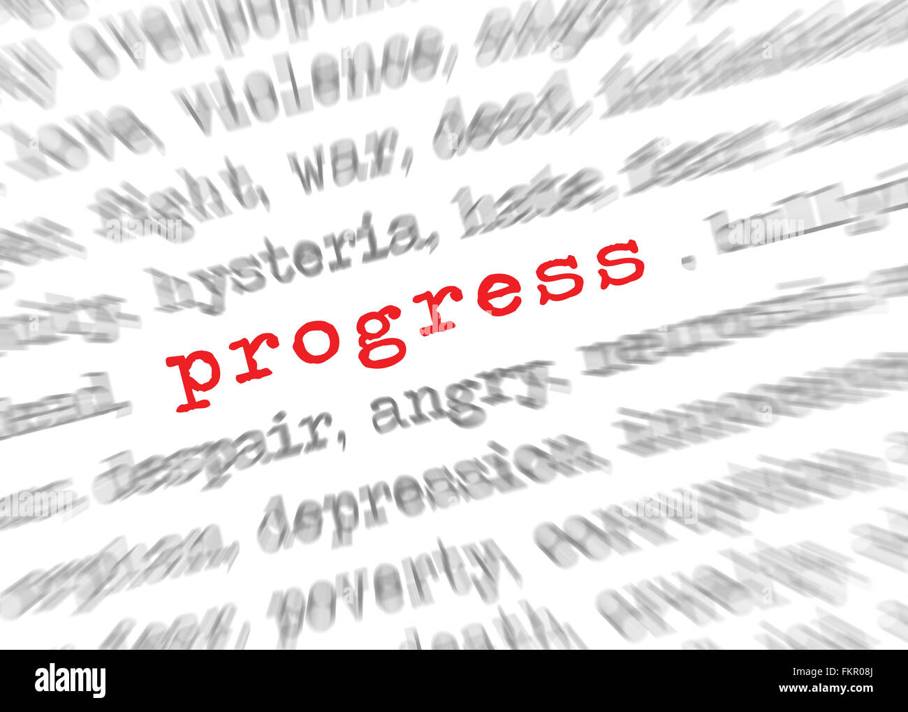 Blured text zoom effect with focus on progress Stock Photo
