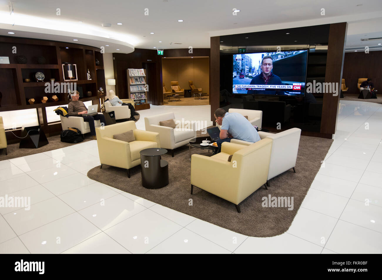 United Arab Emirates, Abu Dhabi, Airport, Etihad Airline Business Class lounge Stock Photo