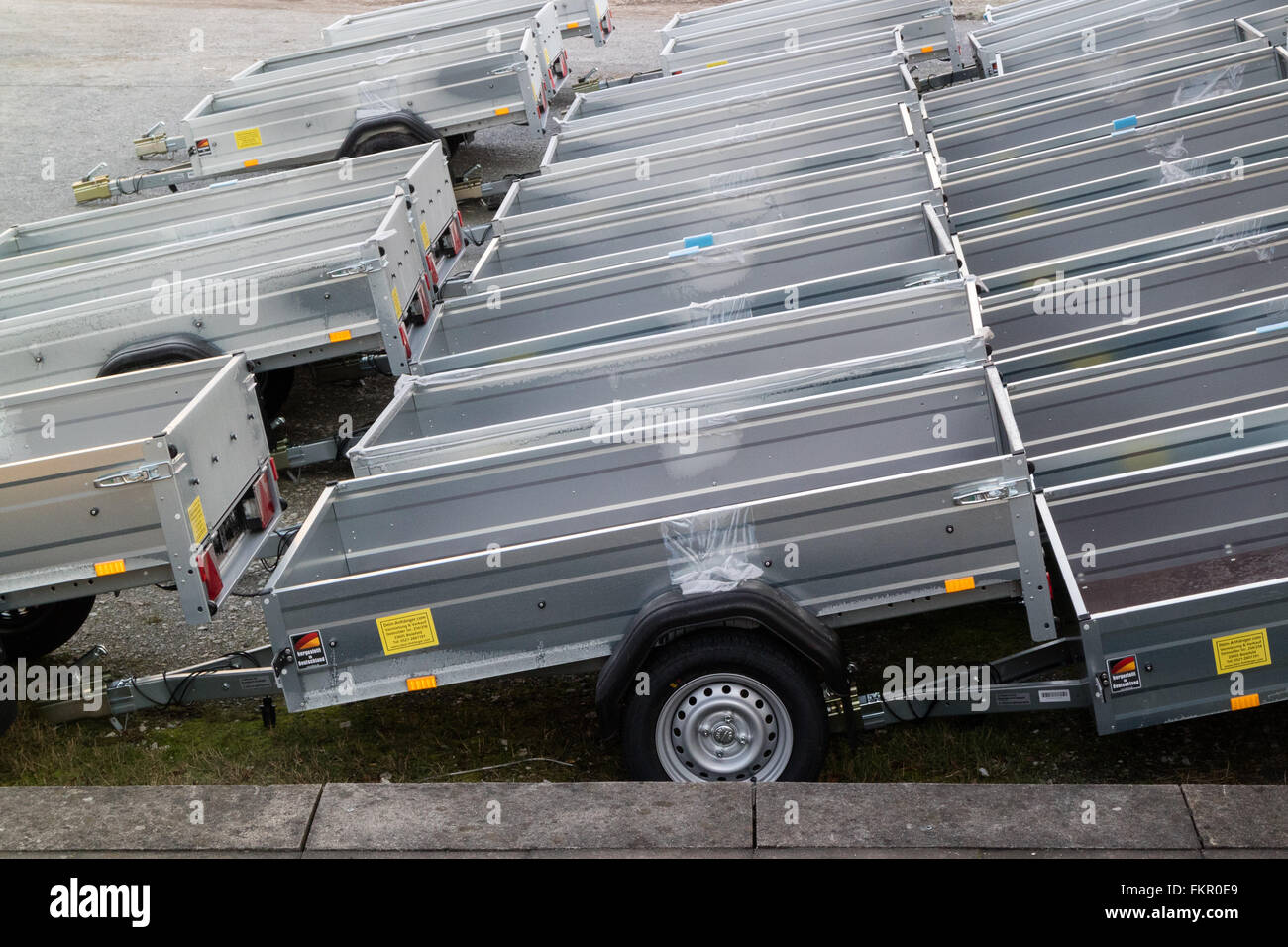 New car trailers for sale Stock Photo