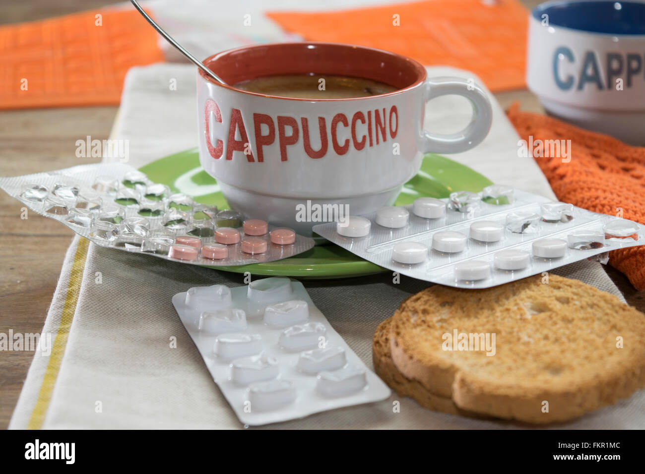 concept of health and the medicines at the awakening Stock Photo