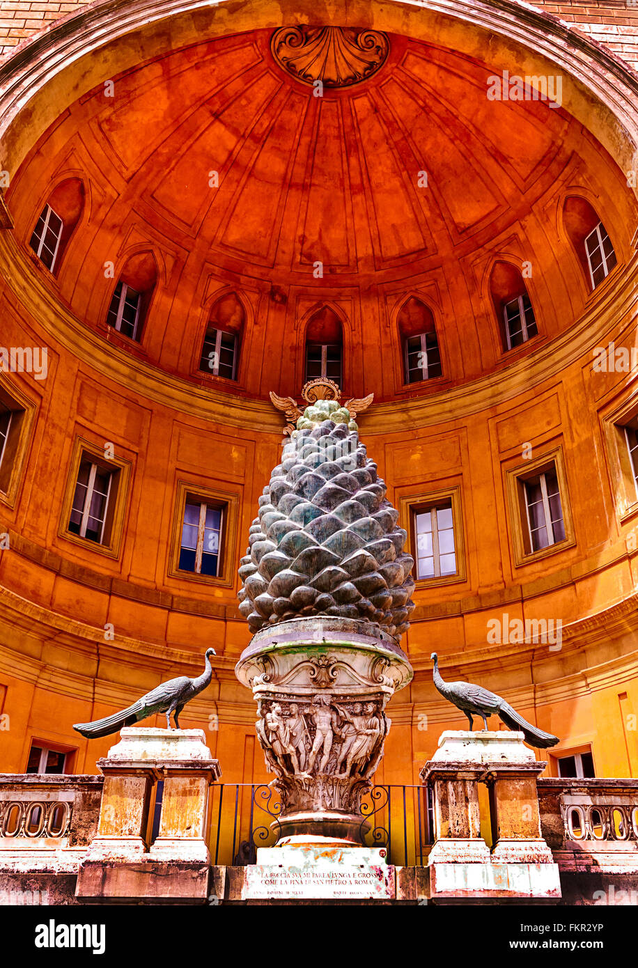Antique pine cone in the Cortile Della Pigna of the Vatican Museums as a symbol of immortality