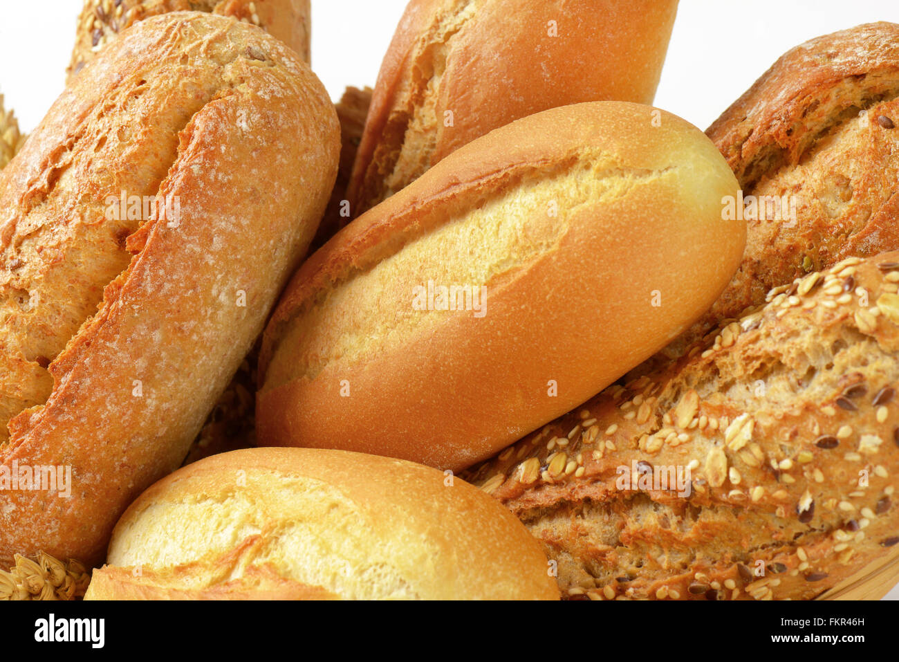 detail of various bread rolls and buns Stock Photo Alamy