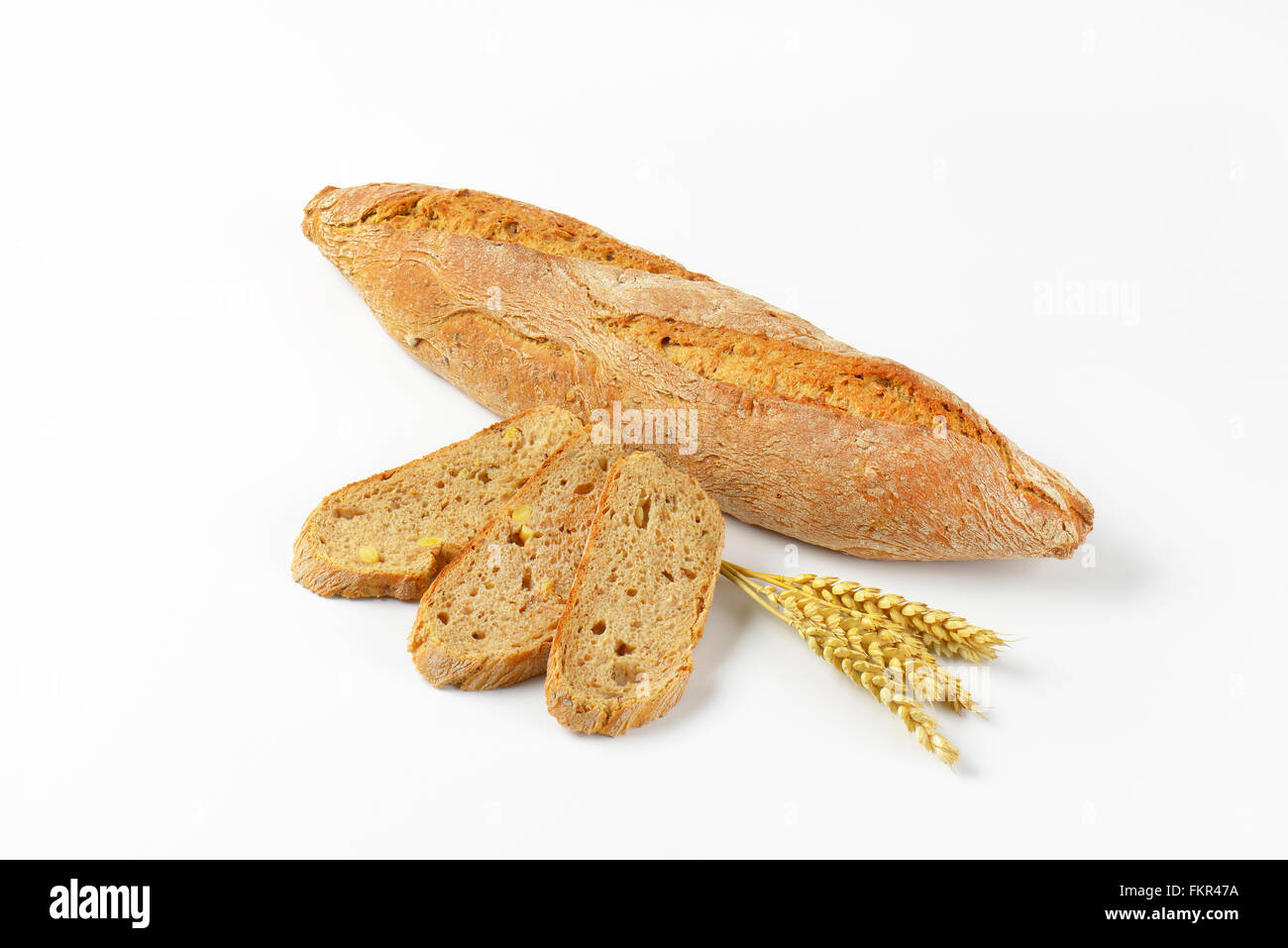 freshly baked french baguette on white background Stock Photo - Alamy
