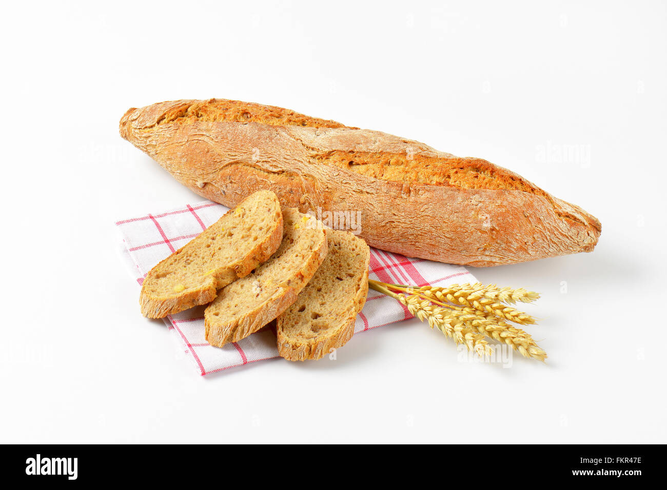 freshly baked french baguette on white background Stock Photo - Alamy