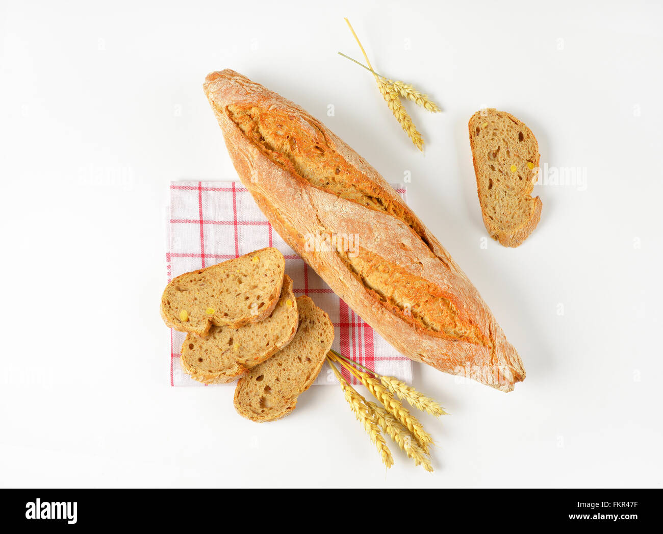 freshly baked french baguette on white background Stock Photo - Alamy