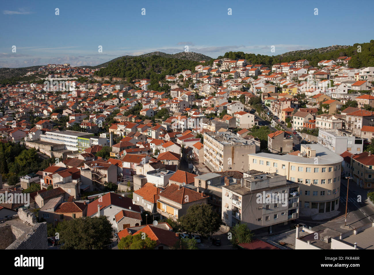 Aerial view of Sibenik cityscape, Sibenik, Croatia Stock Photo