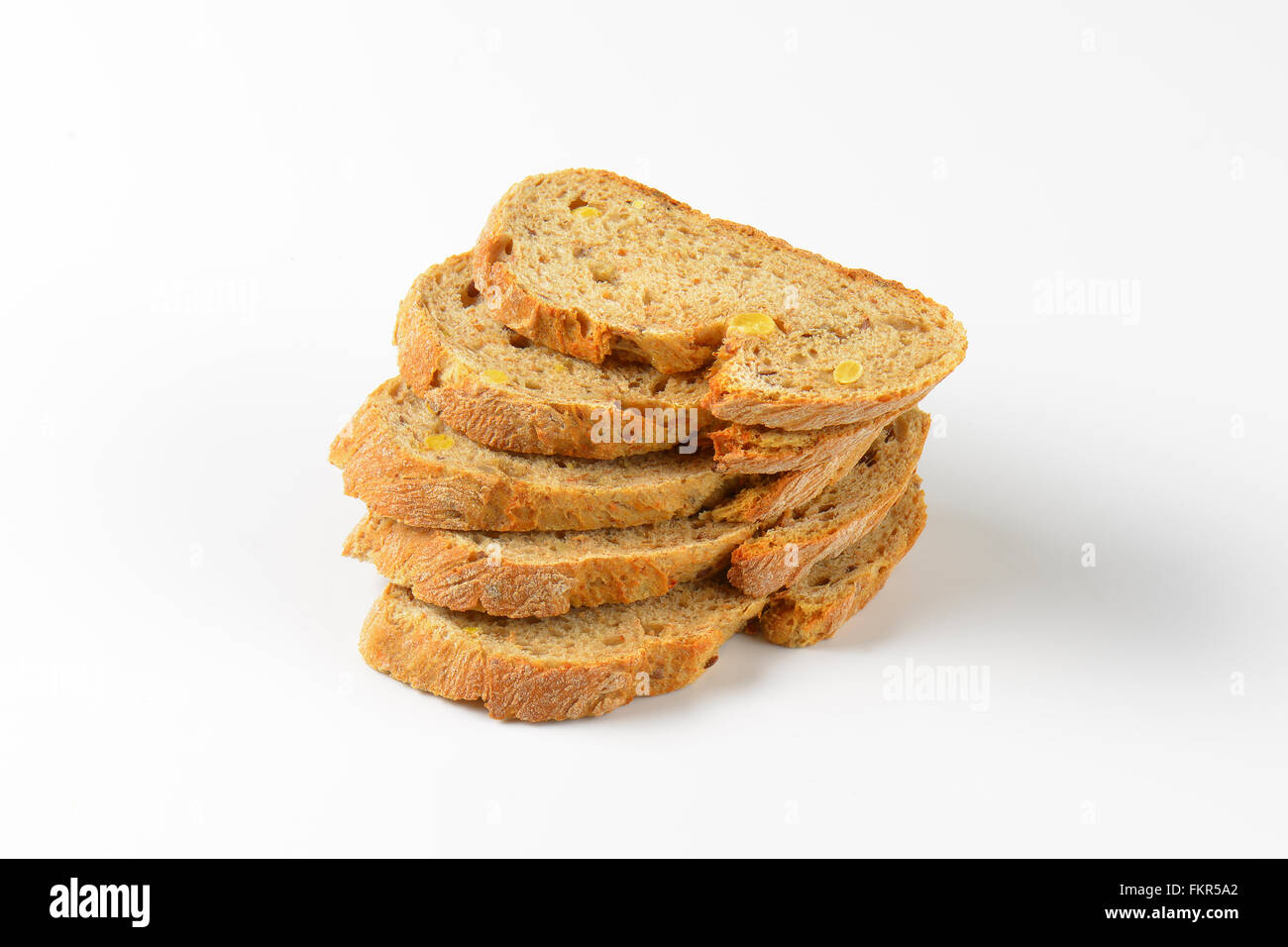 stack of bread slices on white background Stock Photo - Alamy
