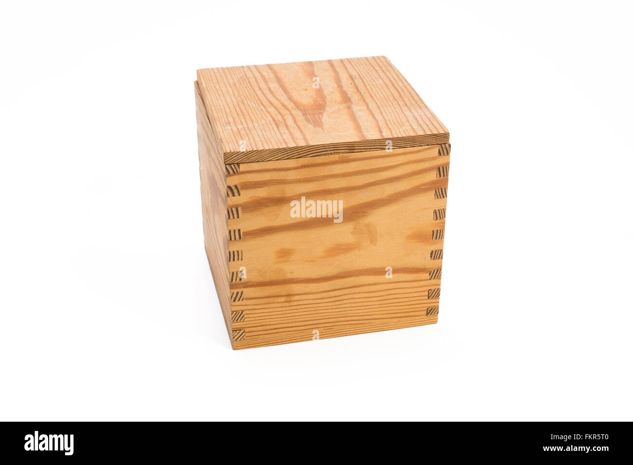 closed wooden box on white background Stock Photo