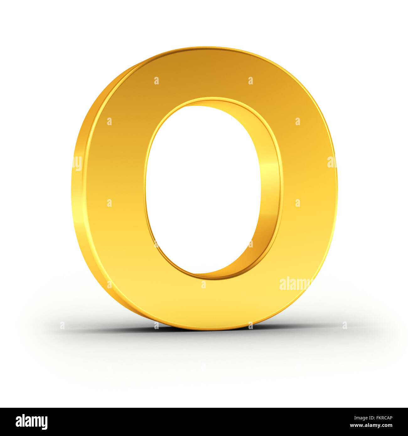 The Letter O as a polished golden object Stock Photo