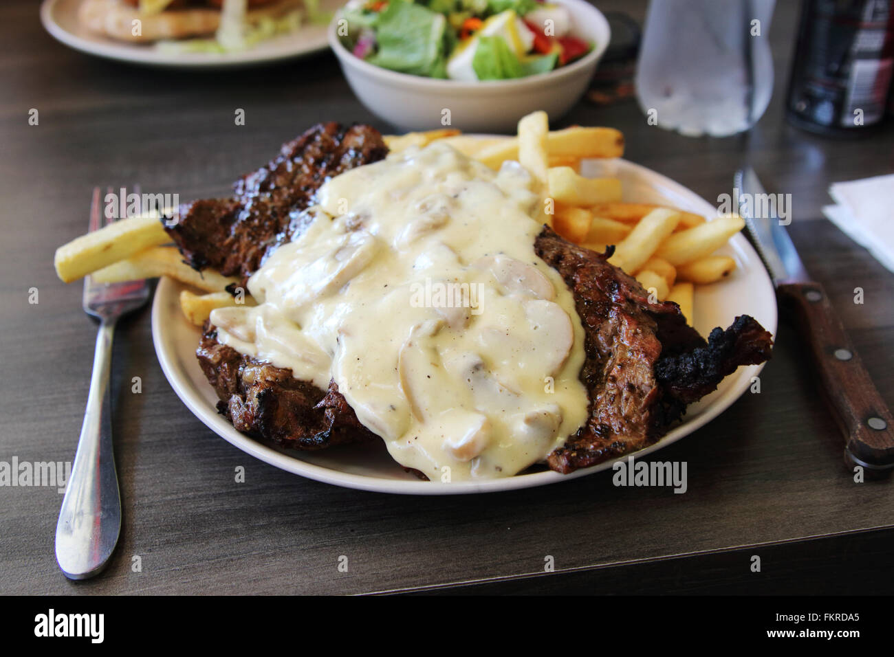 Sirloin Steak Chips Salad High Resolution Stock Photography and Images