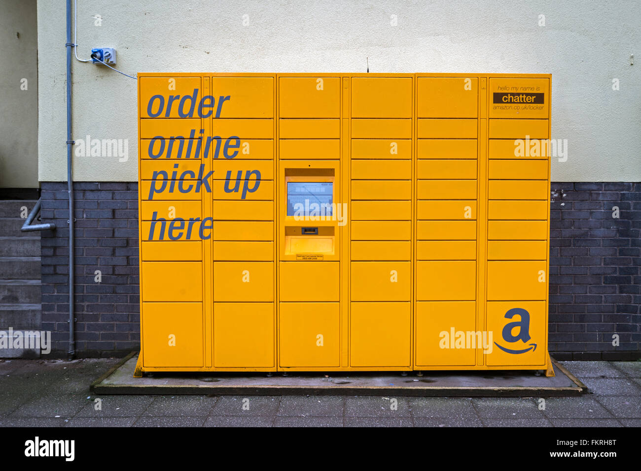 An Amazon parcel collection point in Edinburgh. Stock Photo
