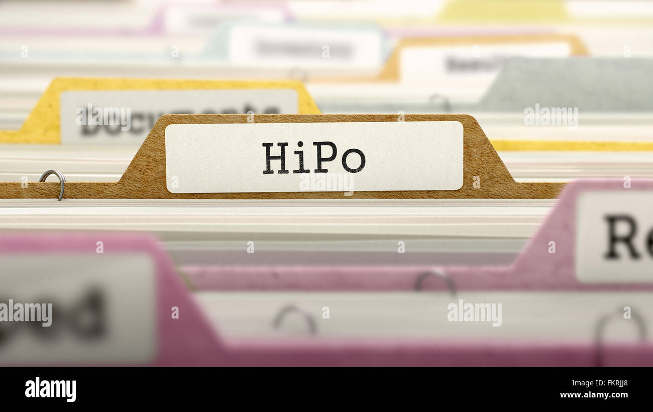 HiPo Concept on Folder Register. Stock Photo