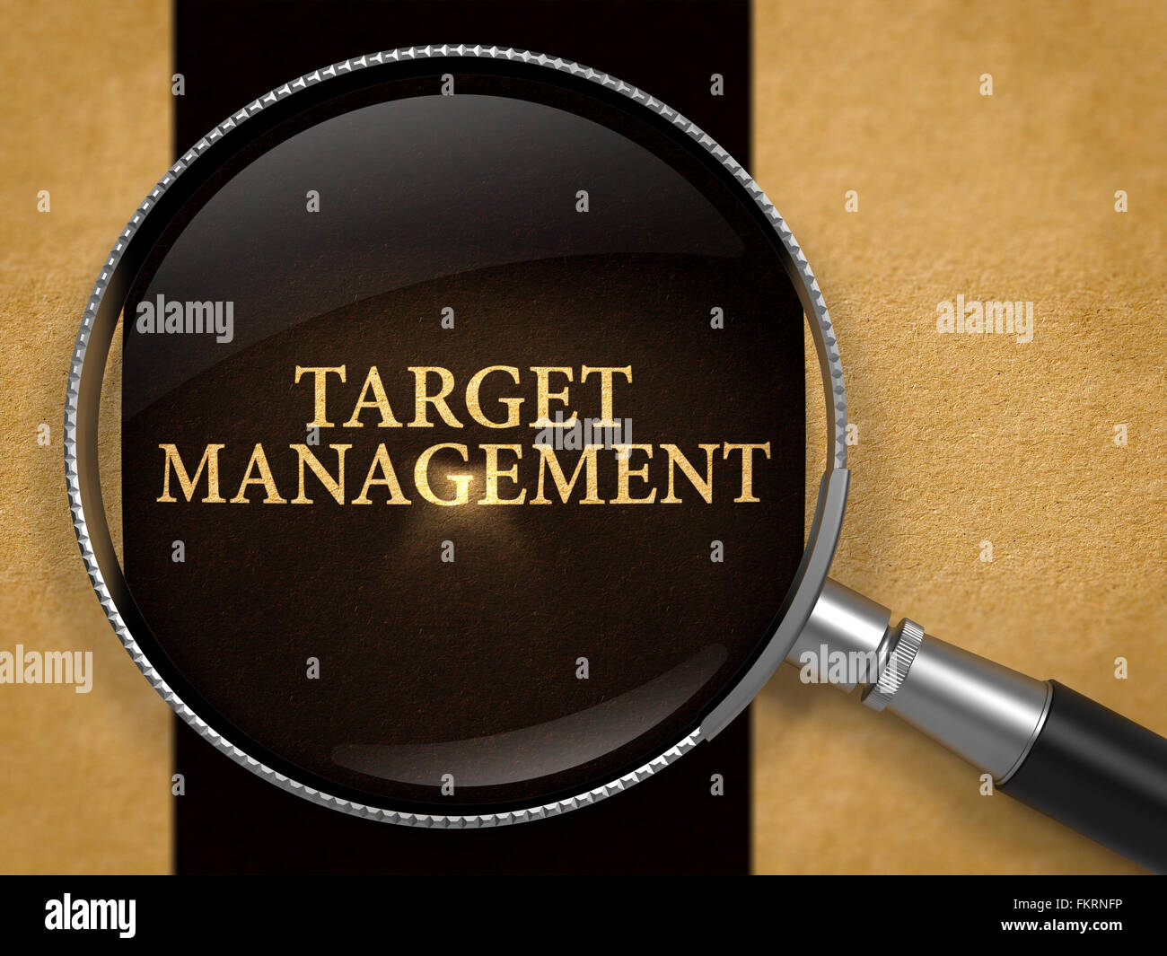 Target Management through Loupe on Old Paper Stock Photo - Alamy