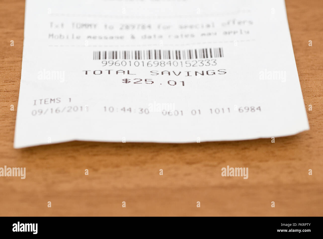 total savings on a receipt Stock Photo - Alamy