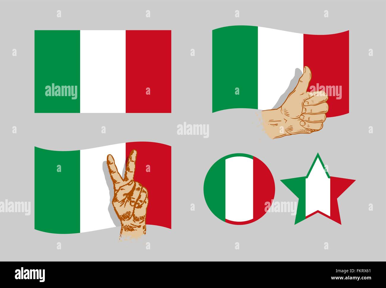 Italy flag icons set. vector illustration Stock Vector