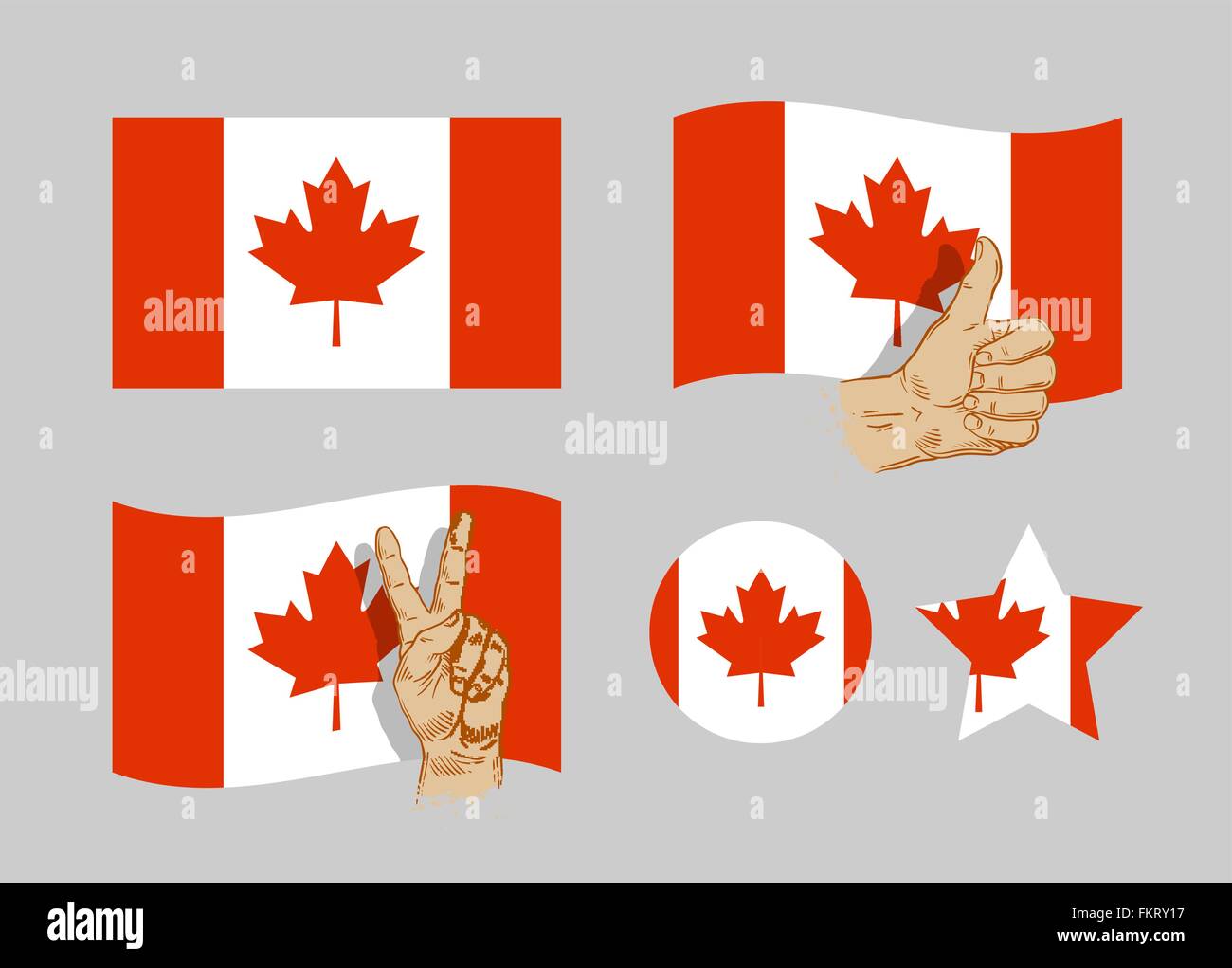 Canada flag icons set. vector illustration Stock Vector
