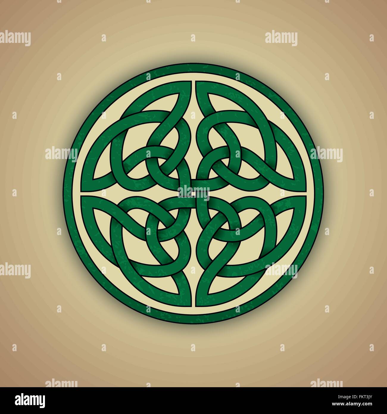 Green celtic eternity knot with slight grunge texture Stock Vector